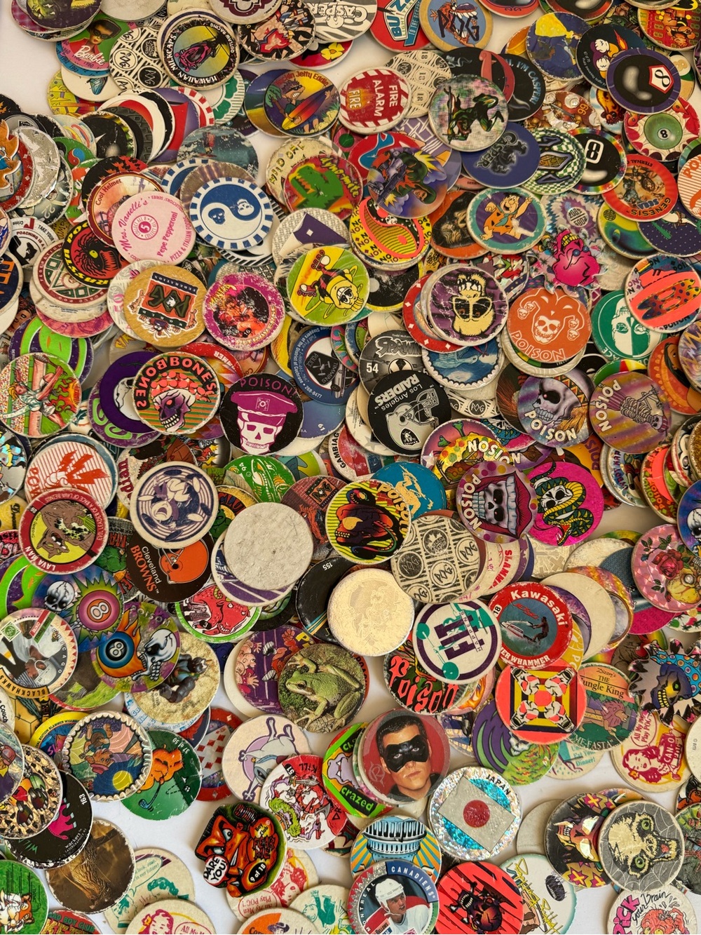 Lot of 650+ 90s Vintage POGS + 32 Slammers Metal Plastic USED Condition